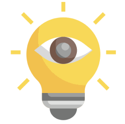 An eye on a yellow coloured bulb