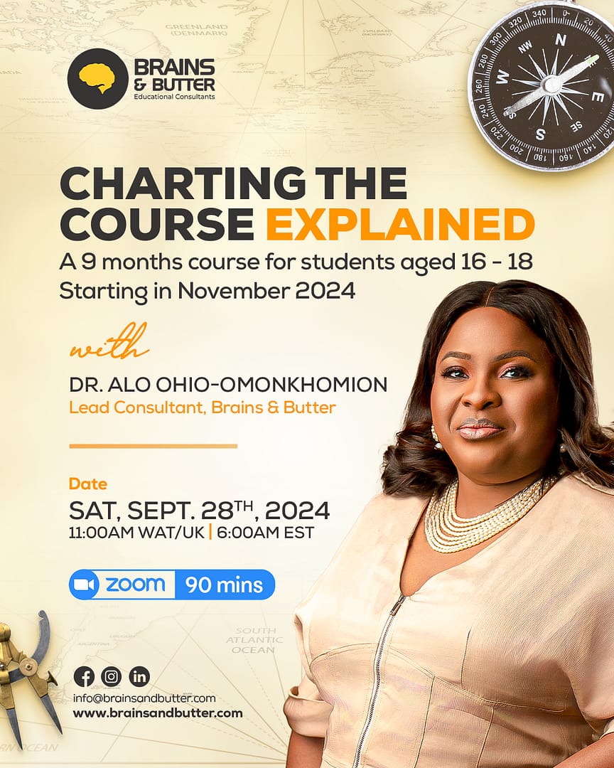 Flyer for the Charting The Course Explained event, highlighting the benefits of building strong academic profiles for successful university admissions.